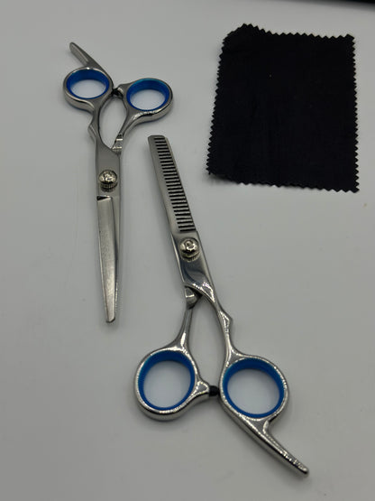 Ensemble de ciseaux de coiffure professionnels Ciseaux de coupe de cheveux de coiffeur Kit de ciseaux Cisailles en acier inoxydable de 6 pouces