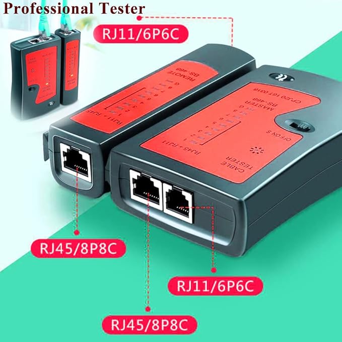 Kit d'Installations Professionel RJ45, Trousse à Outils de Réparation pour Cablage Ordinateur, Testeur Reseau, Pince à et Wire Strippe RJ11 RJ12 Cat6 Cat5e (jaune)