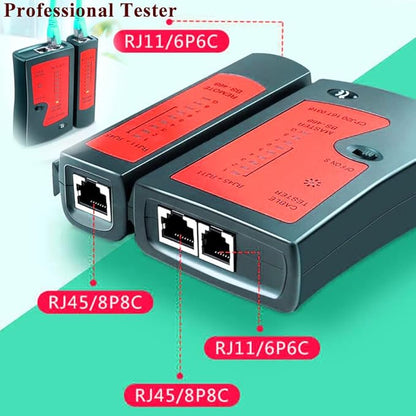 Kit d'Installations Professionel RJ45, Trousse à Outils de Réparation pour Cablage Ordinateur, Testeur Reseau, Pince à et Wire Strippe RJ11 RJ12 Cat6 Cat5e (jaune)