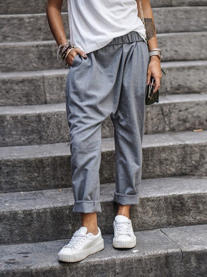 Pantalon "Comfy-Chic" à Taille Élastique – Coupe Droite & Matière Fluide