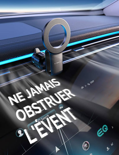 LISEN Support Téléphone Voiture Magsafe, Clip Améliorer 2024 [30 Super Aimants Puissants] [Case Friendly] Support Magnetique Porte Telephone Voiture Aimanté pour Tous Les pour iPhone 15 14 13 Pro Max