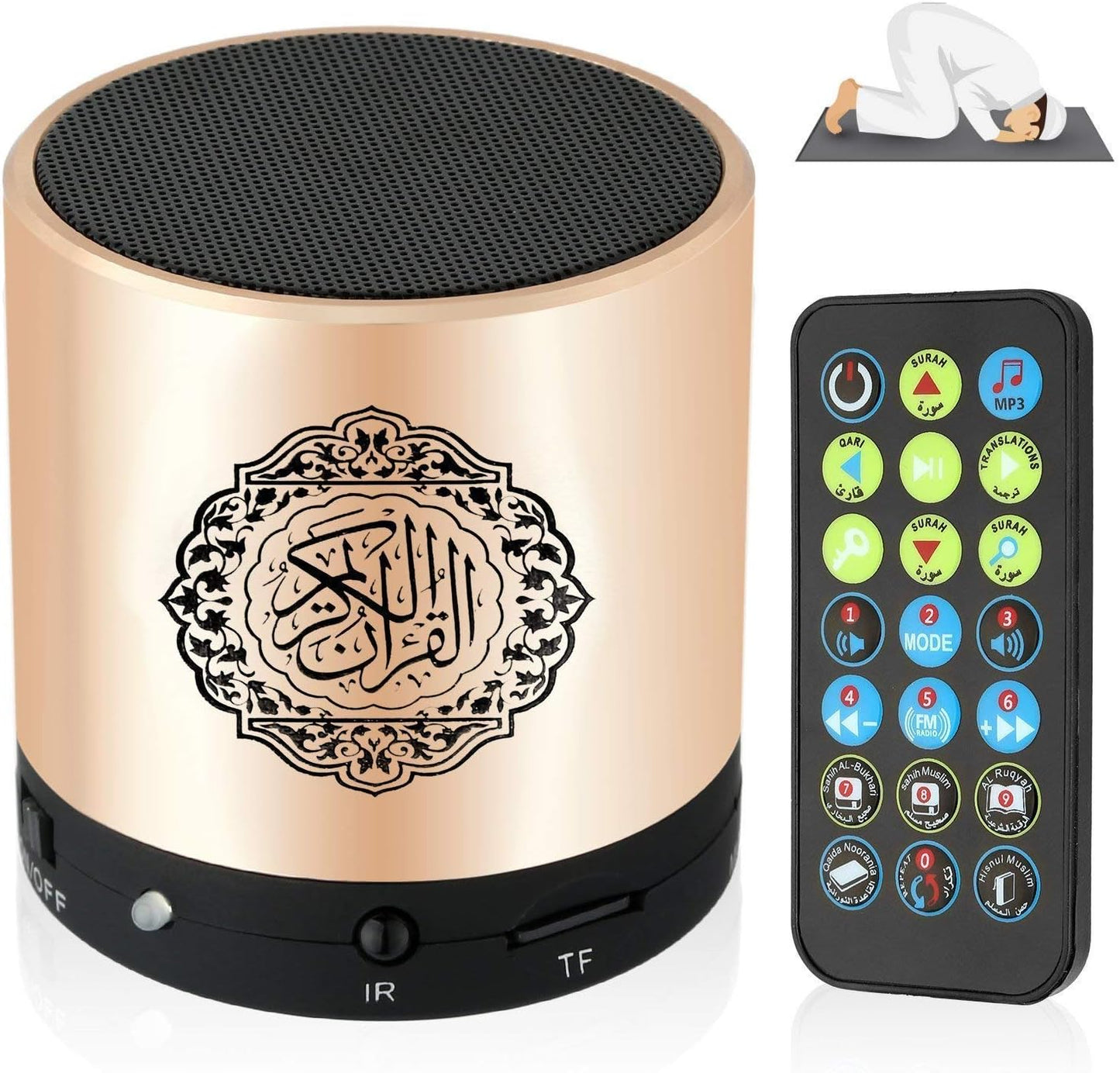 Haut-Parleur Portable Siruiku Télécommande Coran Haut-Parleur MP3 Player 8 GB TF FM Coran Coran Translator USB Haut-Parleur Portable Rechargeable