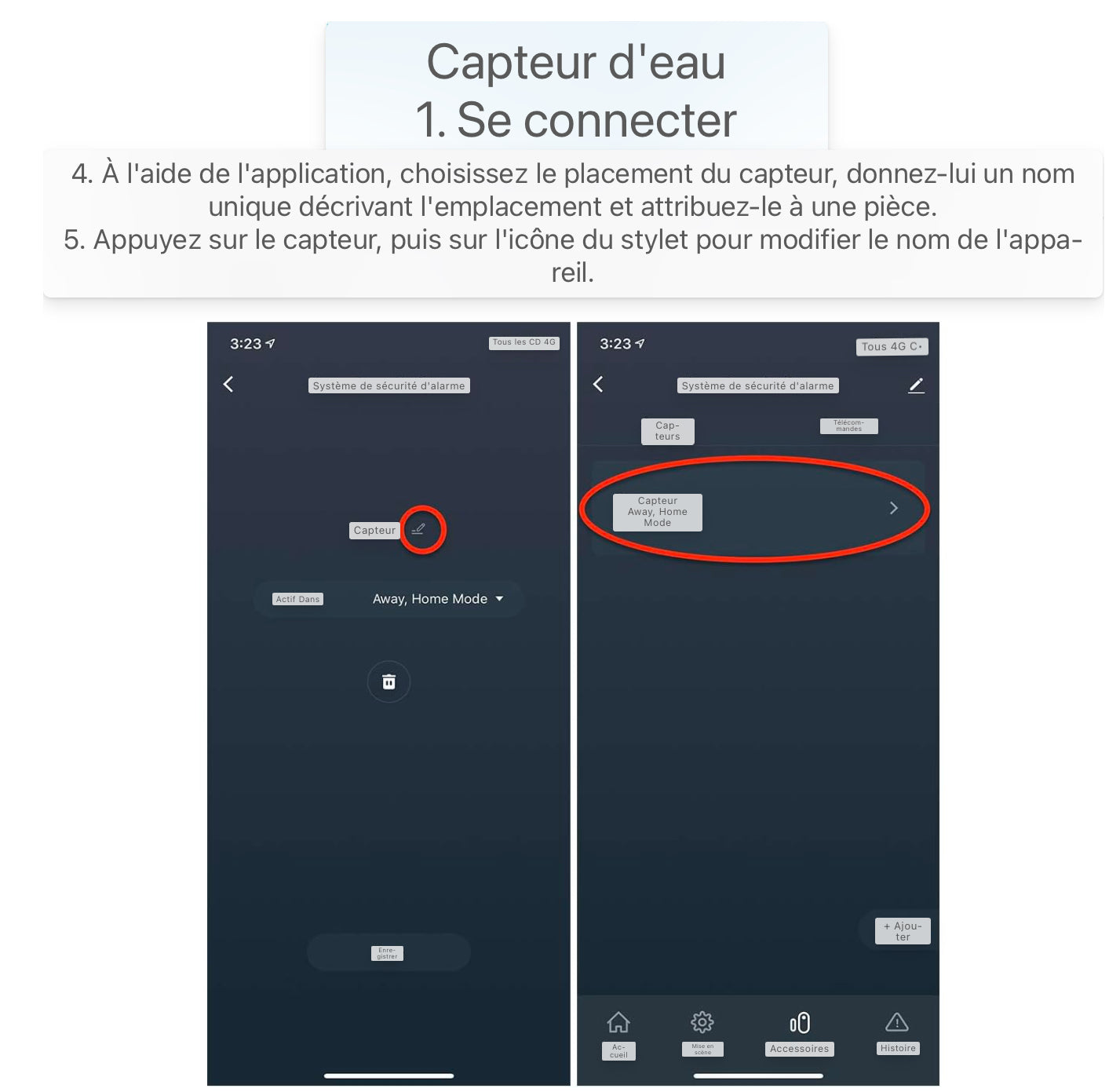 Capteur d'eau : fonctionne uniquement avec notre système de sécurité intelligent AGSHome