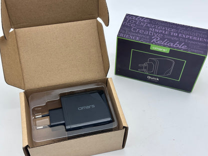 Omars Chargeur USB Secteur 30W, 1 x USB Quick Charge 3.0 & 2 x USB 5V 2.4A Total, Chargeur Mural Universel pour Samsung Galaxy S8 S8+ Note 8, HTC 10, LG G5 G6 Charge Rapide, iPhone X 8 8 Plus (Noir)