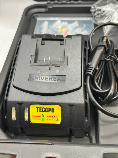 Visseuse sans fil TECCPO 18 V, 45 Nm, 2 batteries 2000 mAh et 105 accessoires, chargeur rapide, 21 + 3 niveaux de couple, 2 vitesses, mallette à outils portable - BHD700B
