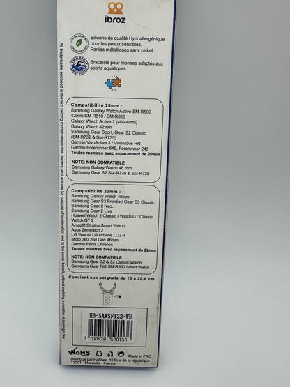 Bracelet IBROZ Samsung/Huawei SoftTouch 22mm blanc