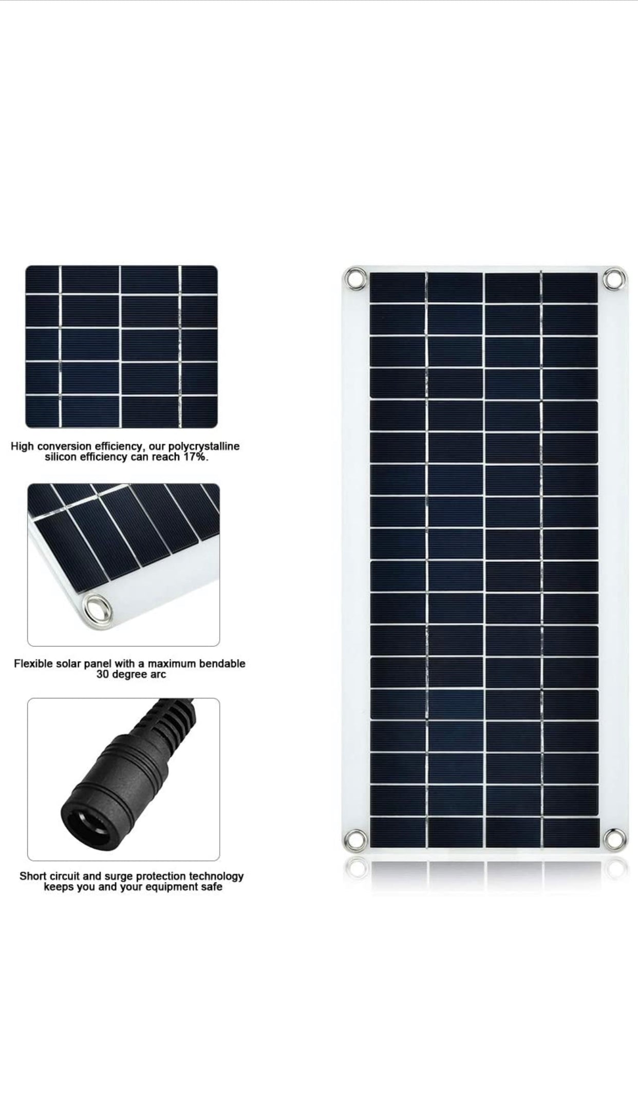 Panneau solaire, nouveau panneau solaire polycristallin flexible de 20W durable extérieur imperméabl