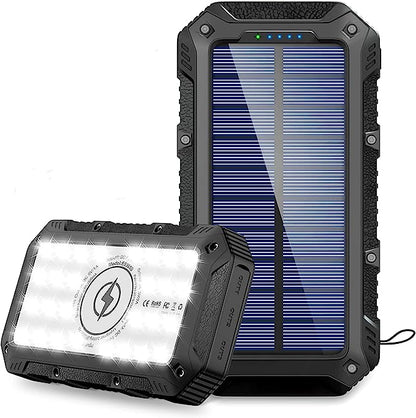 Batterie Externe Solaire 26800mAh,Chargeur Solaire avec 3 Outputs Batterie Externe avec Lampe de Poche Wireless Chargeur Portable pour Camping Outdoor Compatible avec Phone, Android