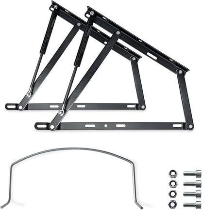 Lot de système Complet de Levage hydrauliques Professionnel pour canapés. Comprend des charnières + Pistons + vis, Puissance 1400 Nw (lit de 160) Noir