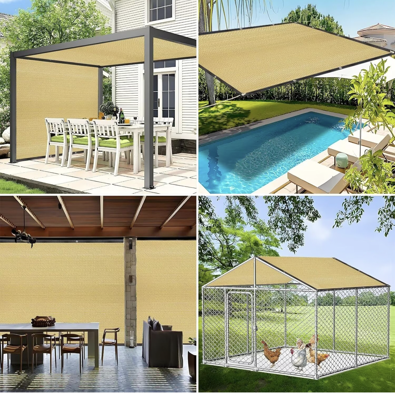 Voile d'ombrage rectangulaire - Filet d'ombrage - Protection Solaire - Protection Contre Les intempéries - 90% Filet d'ombrage pour Jardin, Serre, Patio, terrasse et Camping