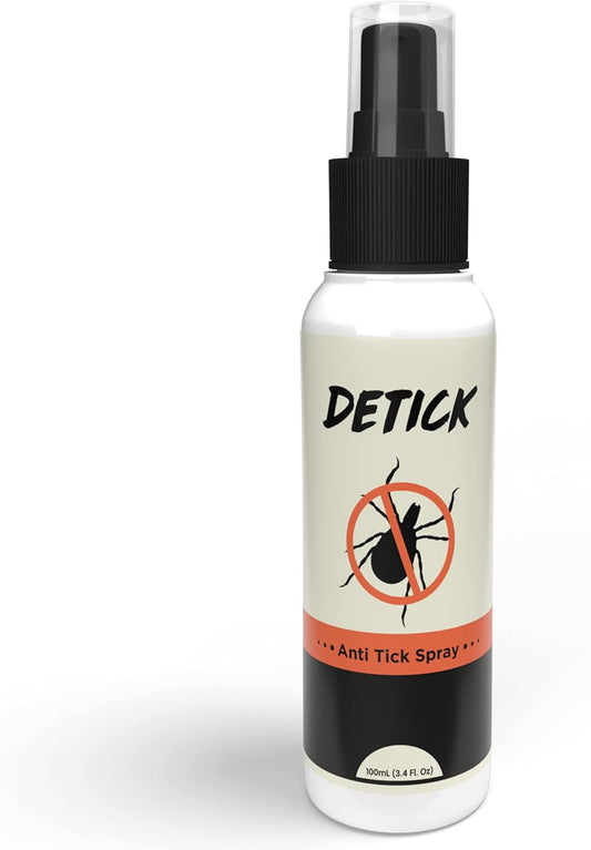 Detick Spray Anti tiques - Protection naturelle contre les tiques - Produit anti tique pour homme et enfant - Spray anti tique humain efficace - Anti tique humain - Spray anti moustique, 100 ml