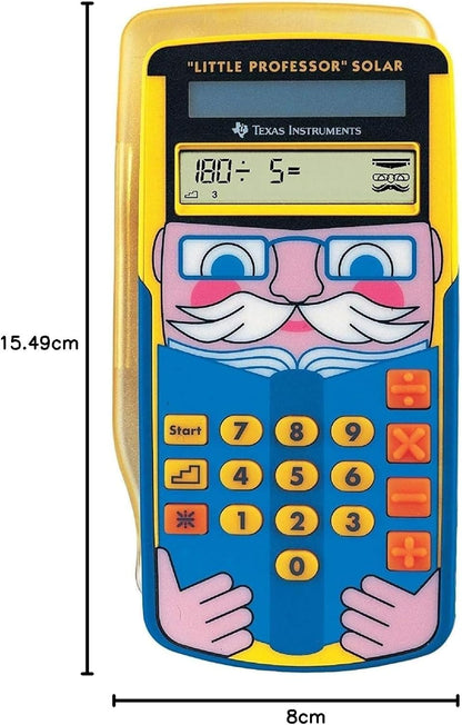 Texas Instruments LPROFSOLAR Little Professor Calculatrice solaire d'apprentissage,jaune,bleu