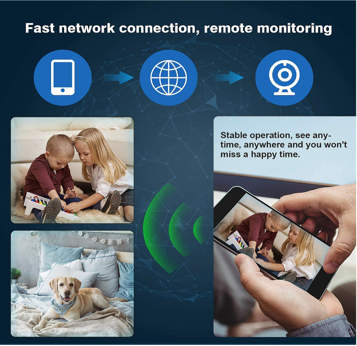 Mini Caméra WiFi, HD 1080P WiFi avec Vision Nocturne Détection de Mouvement Grand Angle 160° neuve