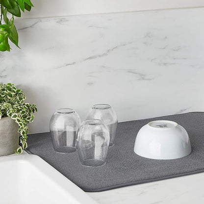 Tapis d'égouttoir - 41 x 46 cm - Gris anthracite, lot de 2 neuves