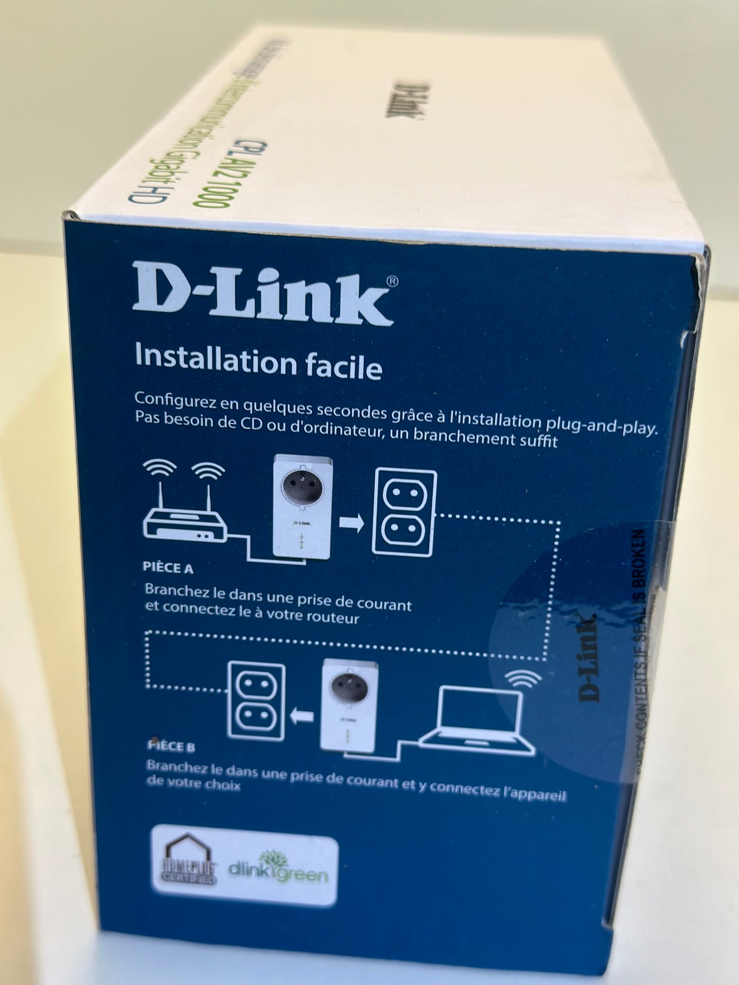 CPL 1000 mbps, Kit de 2 Adaptateurs HomePlug AV2 1000 HD prise intégrée- Idéal tv sans wifi neuf