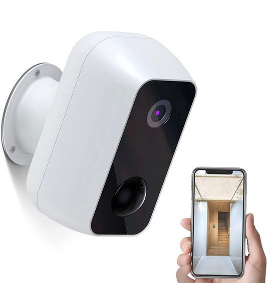 Caméra de sécurité extérieure WiFi sans fil, caméra de sécurité domestique alimentée par batterie rechargeable, vision nocturne