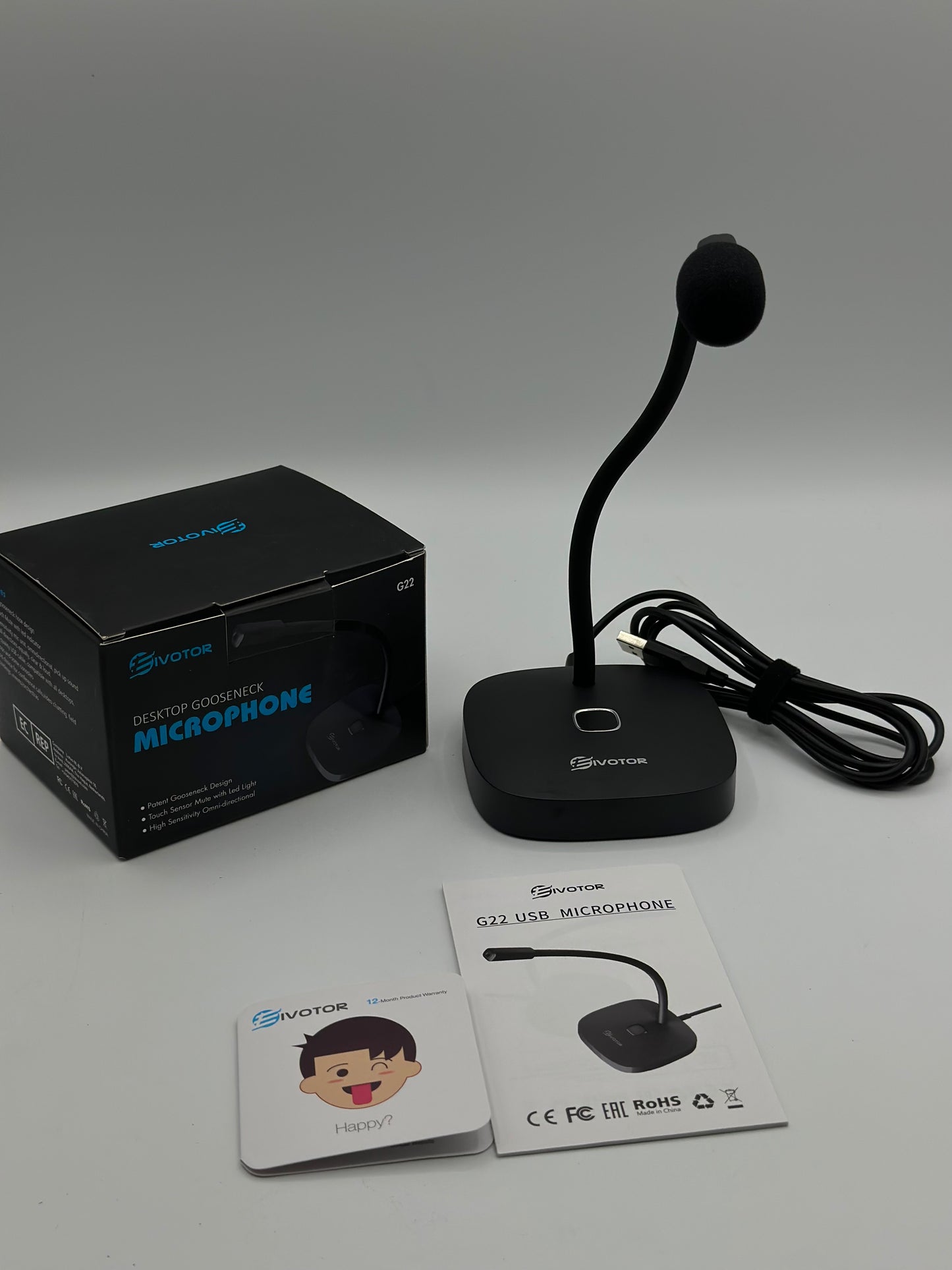 EIVOTOR Microphone PC USB Micro Computer Ordinateur Plug & Play Micro d'enregistrement avec Bouton Muet Compatible avec Mac, Windows 7/8/10, PS4 pour Discord, Youtube, Skype, Podcast, Conférence