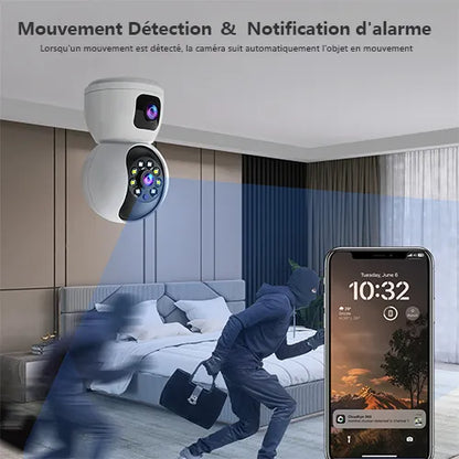 Caméra Surveillance WiFi Sans Fil Interieur 2MP+2MP Double Objectif Babyphone neuve