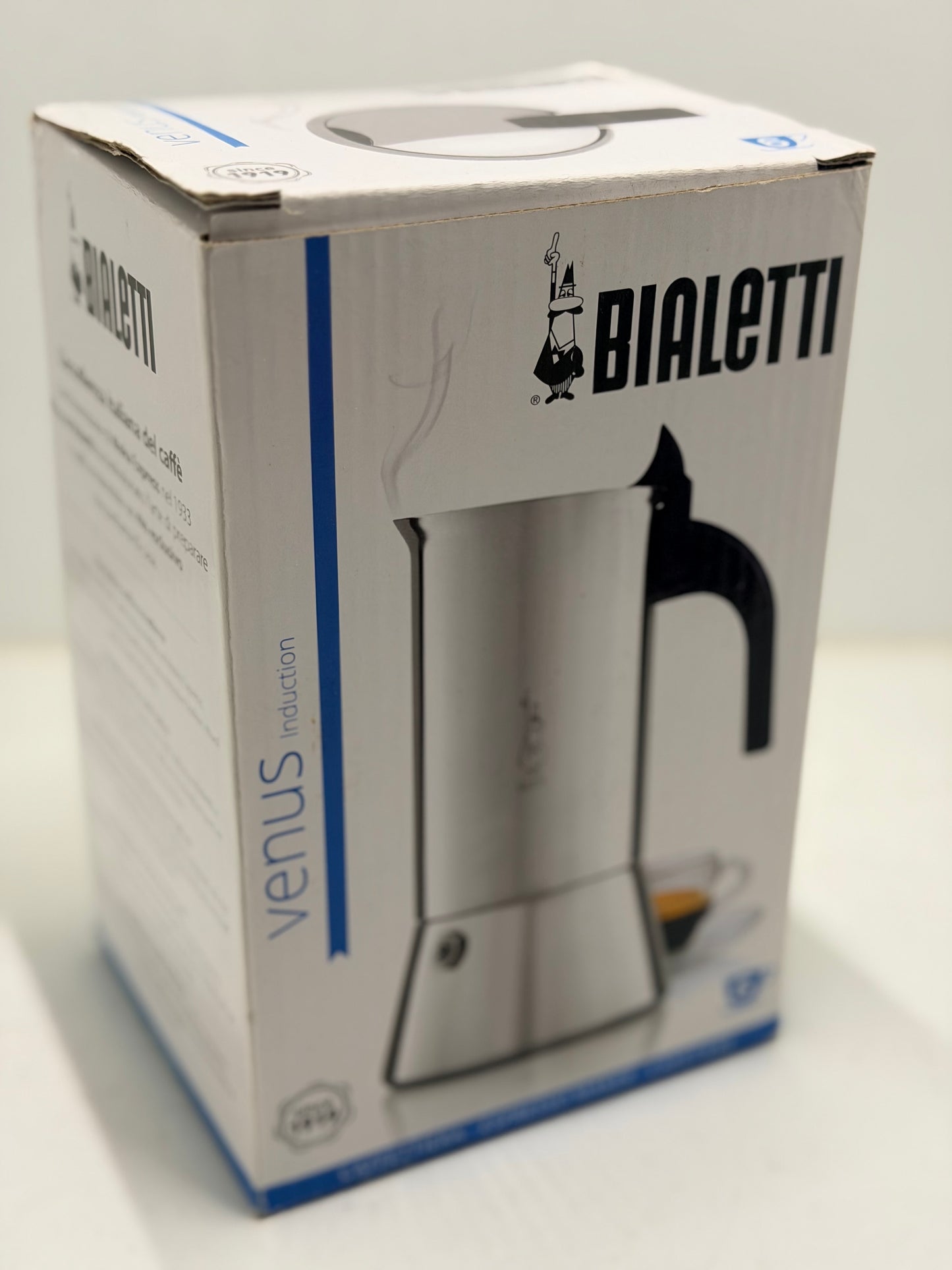 Bialetti - Nouvelle cafetière expresso Venus Induction, Plaque de cuisson en acier inoxydable, Adaptée à toutes les sources de chaleur, 6 Tasses, Aluminium, 235ml,Argent [Classe énergétique A+]