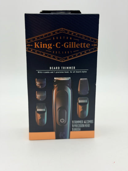 Gillette King C Tondeuse Electrique Pour Hommes, Sans Fil Avec Lames Affûtées Inusables, Tête Lavable, Coffret Avec 4 Sabots Différents Pour Rasage De La Barbe De 3 Jours, Courte, Moyenne Et Longue