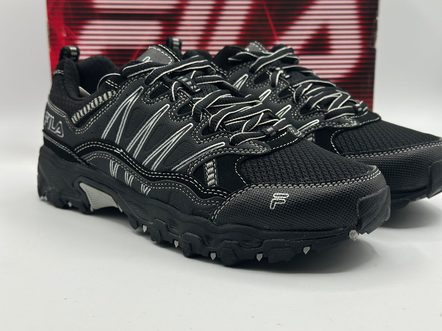 Fila Men's Memory at Peak Steel Toe Trail Runner, Black/Metallic Silver, T38