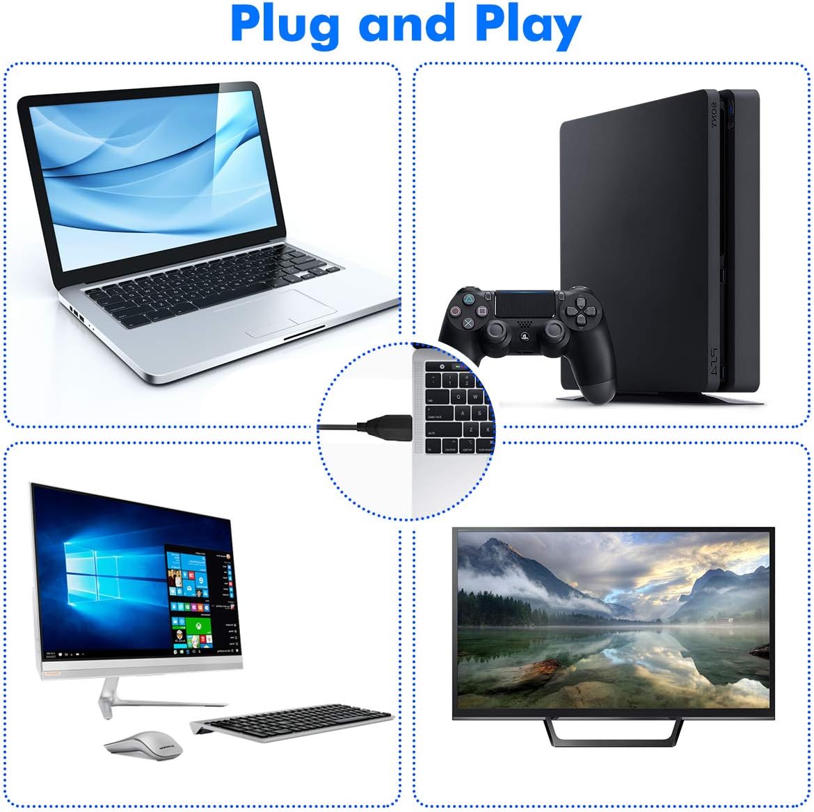 EIVOTOR Microphone PC USB Micro Computer Ordinateur Plug & Play Micro d'enregistrement avec Bouton Muet Compatible avec Mac, Windows 7/8/10, PS4 pour Discord, Youtube, Skype, Podcast, Conférence