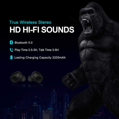 4UMOR V5.0 Ecouteur sans Fil Sport IPX7 Etanche Oreillette Bluetooth Appariement Automatique Contrôle Tactile Réduction du Bruit Casque Intra-auriculaire