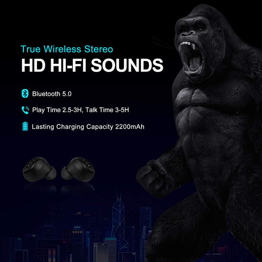 4UMOR V5.0 Ecouteur sans Fil Sport IPX7 Etanche Oreillette Bluetooth Appariement Automatique Contrôle Tactile Réduction du Bruit Casque Intra-auriculaire