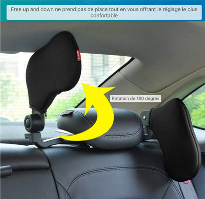 Appui-tête de voiture Oreiller de voiture Support de cou de voiture Siège de voiture Appui-tête Support d'oreiller des deux côtés Oreiller cervical avec nylon élastique élevé adapté aux adultes et aux enfants - Noir