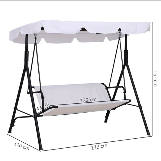 Balancelle de jardin - 3 places, toit imperméable, 1,72 x 1,1 x 1,52 m, blanc Neuve emballer