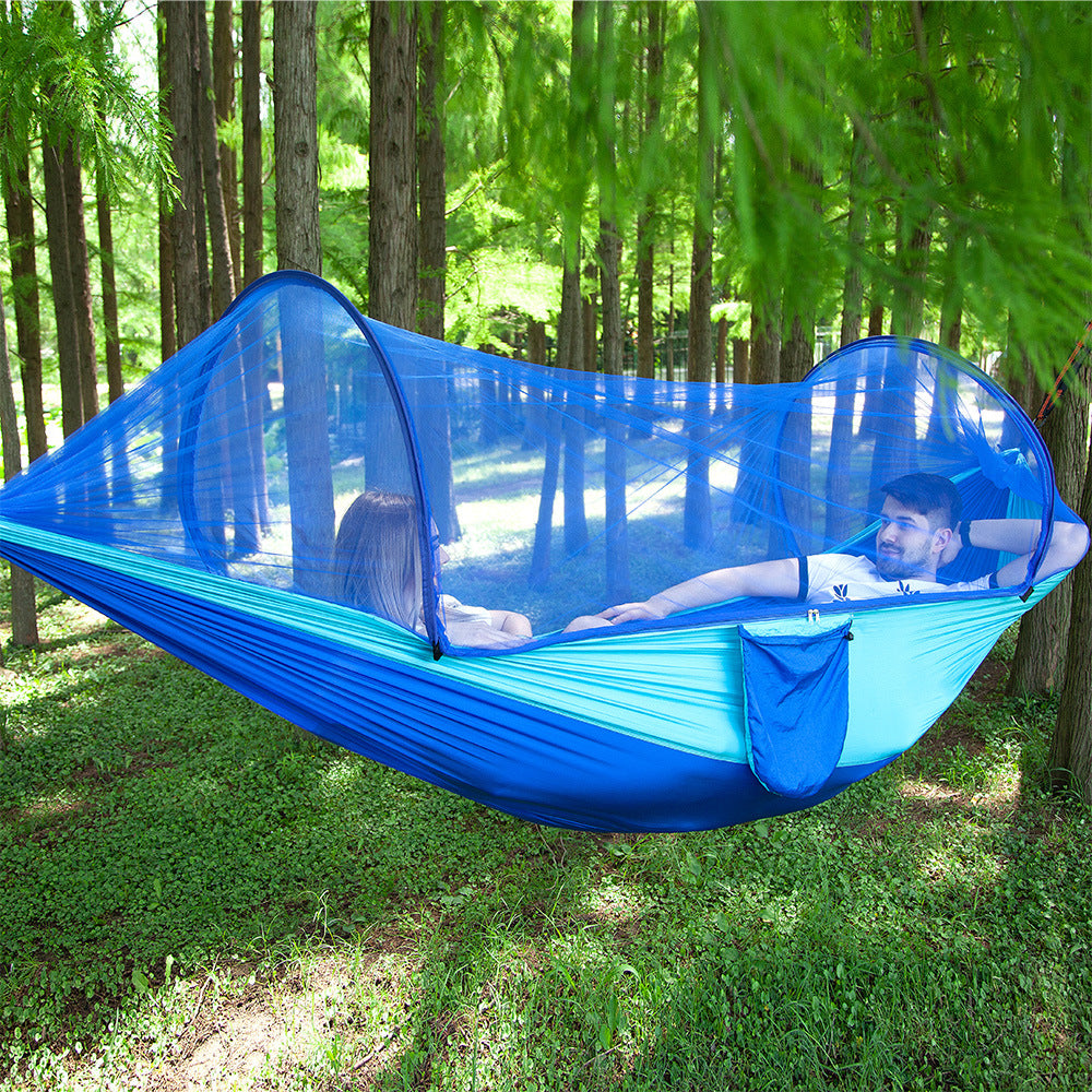 Hamac "Wild-Safe" – Ouverture Automatique & Moustiquaire Intégrée Haute Densité