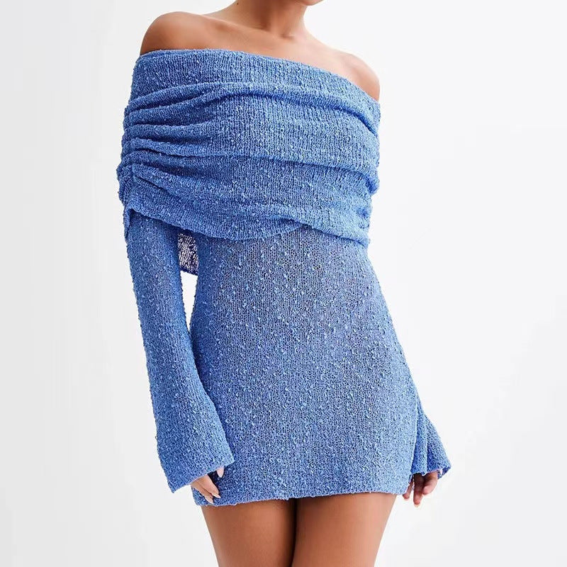 Robe "Saphir" en Maille Ajourée – Style Crochet & Coupe Évasée