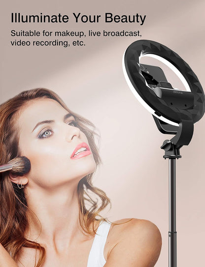 Perche Selfie Ring Light avec Trépied LED Lumière Anneau avec télécommande 3 Modes et 3 Luminosité Réglable Rotation 360° pour Tiktok, Maquillage, Youtube et Vlog pour iPhone & Android Phone
