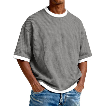 T-Shirt "Contrast-Edge" – Col Rond & Design Bicolore en Mélange de Coton