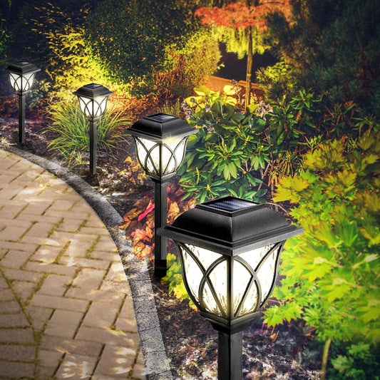 Lampes solaires de jardin, 6 pièces LED Blanc chaud Lampe de jardin solaire pour l'extérieur avec IP44 étanche, Lampe de chemin solaire Lumière décorative Lampes solaires pour jardin extérieur Paysage Pelouse Trottoir