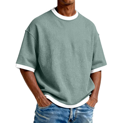 T-Shirt "Contrast-Edge" – Col Rond & Design Bicolore en Mélange de Coton