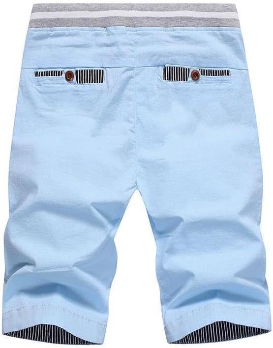 Short d'été décontracté en coton pour homme avec taille élastique et poches
Taille: S bleu