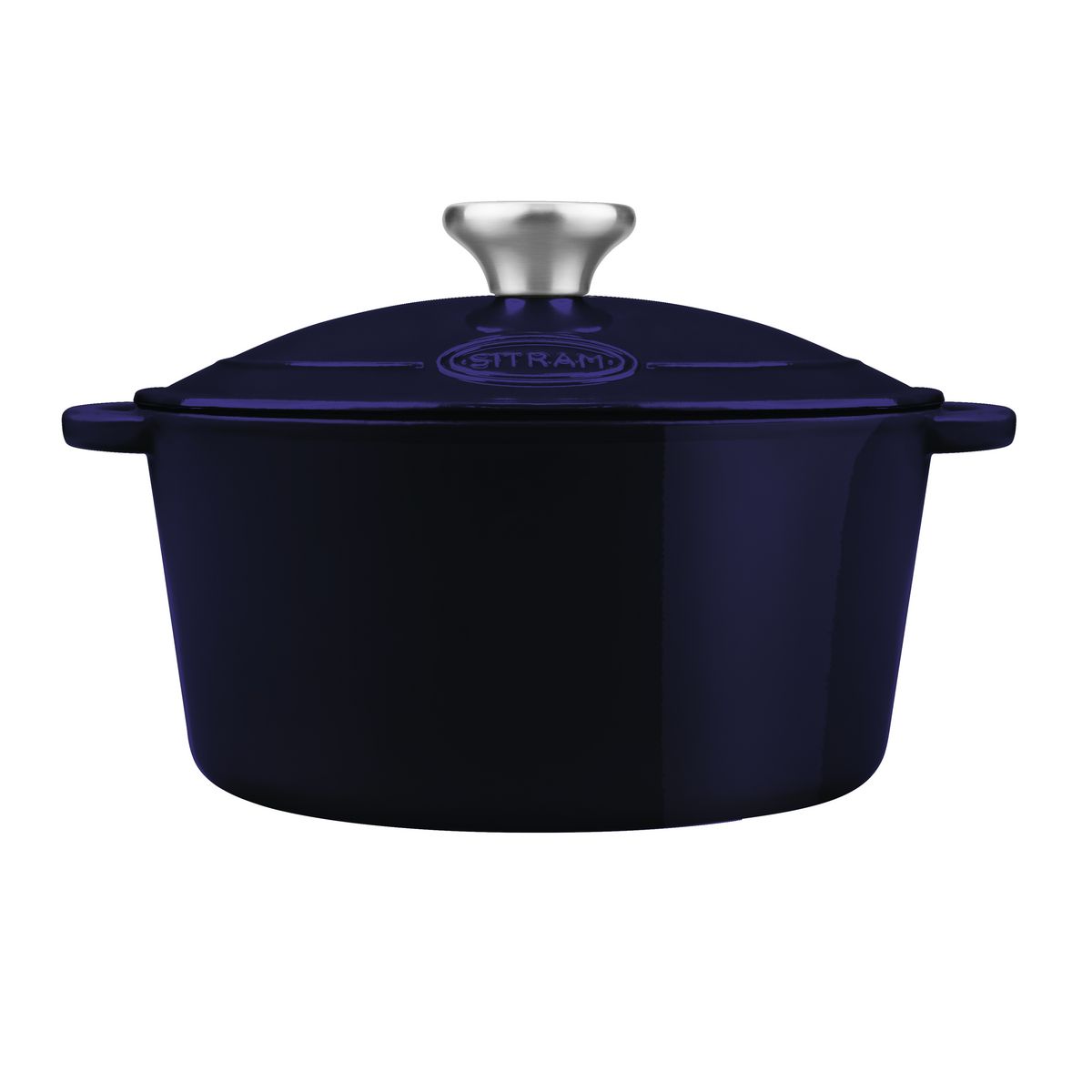 SITRAM Cocotte induction fonte émaillée recyclée ronde 5 L bleu/rouge 25 x 12 cm neuve