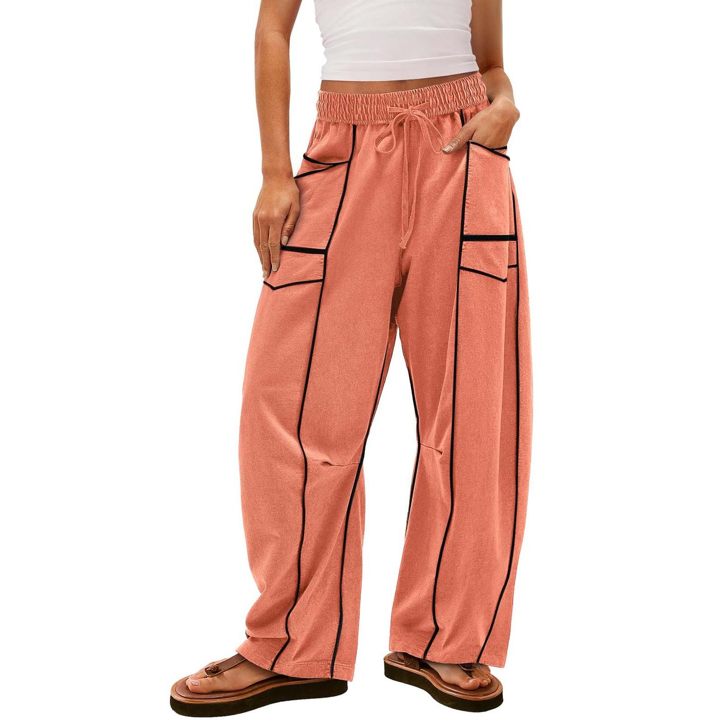 Pantalon Cargo Graphique "Aura" – Coupe Large & Détails Contrastés