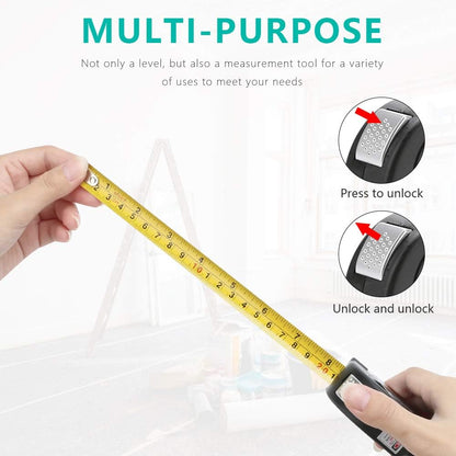 Niveau laser multifonctions, niveaux Intbase 3 Modes laser avec règle de mesure double face et ruban à mesurer 8 m / 2,5 m Niveau à bulle à 45 degrés Outil de mesure DIY (batterie incluse)