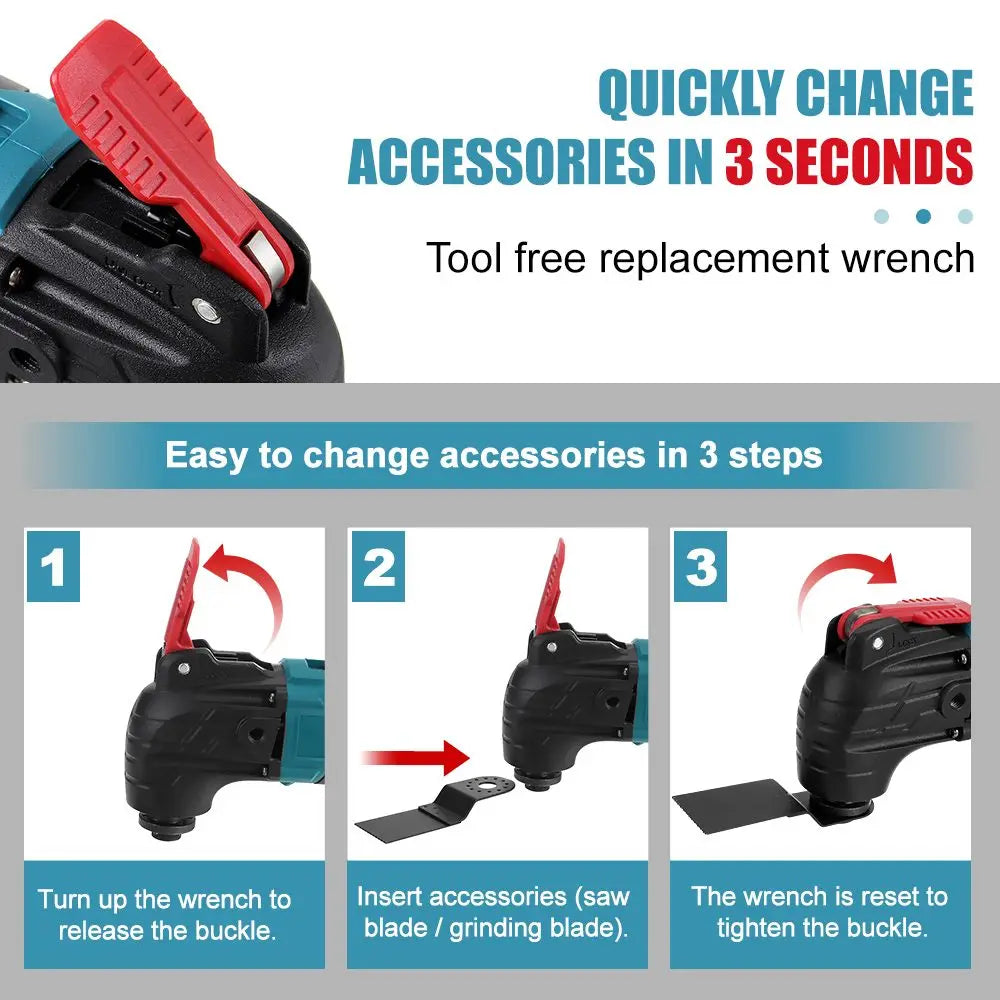 Scie oscillante, Outil oscillant sans fil Rénovateur électrique Multi-outils Machine de coupe compatible avec batterie Makita/dewalt/milwaukee 18v