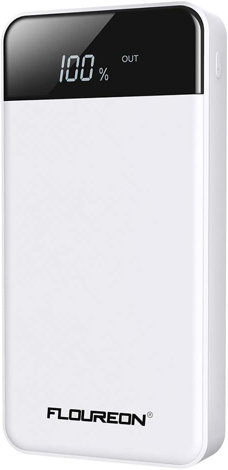 FLOUREON Batterie Externe 20000mAh Power Bank avec L’écran LED Chargeur Portable 2 Ports Entrées 2 Ports Sorties USB pour Téléphone Portable Tablette