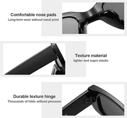 Lunettes de Soleil Rétro Rectangulaires, 3 Pièces Lunettes de Soleil Rétro Lunette de Soleil Vintage Lunettes de Soleil à La Mode Avec Protection UV 400 Lunettes De Soleil Pour Femmes Hommes