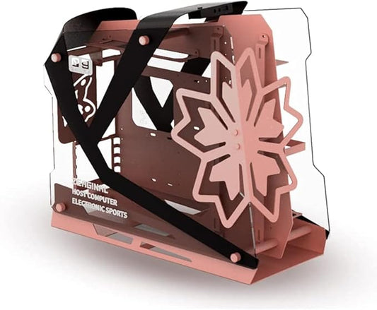 Zeaginal ZC-09 (Noir/Rose) - Boitier PC Aluminium Ouvert BOÎTIER MOYEN TOUR EN ALUMINIUM AVEC 2 PAROIS EN VERRE TREMPÉ