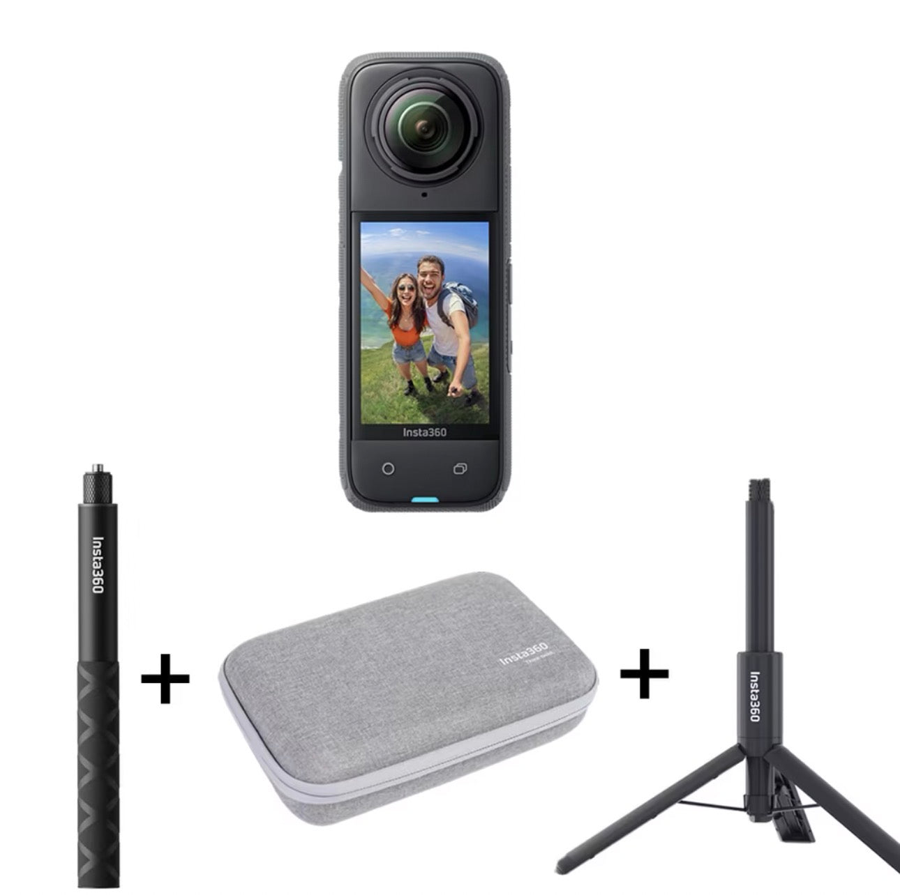 Insta360 X4 + Perche à selfie + trépied + Perche à selfie invisible 114 cm + étuis rigide jaune d’origine