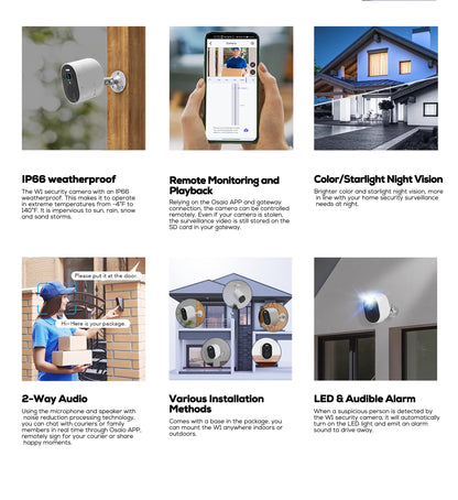Caméra de sécurité sans fil pour l'extérieur, WiFi 1080P avec vision nocturne en couleur, audio bidirectionnel