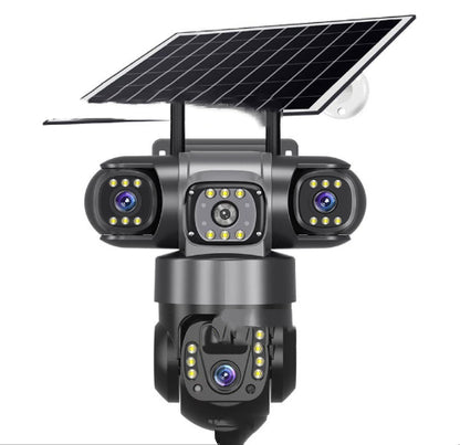 Caméra de surveillance solaire sans plug-in multi objectifs