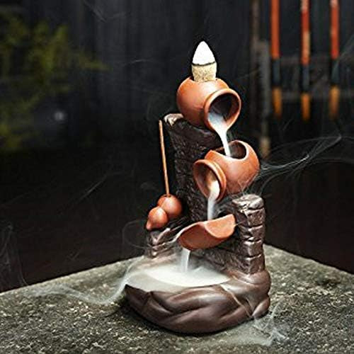Porte-encens Citrouille Marron, Porte-encens en céramique avec 20 cônes d'encens à refoulement, refoulement d'encens pour brûleur d'encens à refoulement