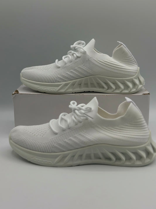 Semelles intérieures en dentelle pour homme - Maille souple - Couleur tendance - Chaussures de sport décontractées respirantes et solides - Pour la course à pied, blanc, 40