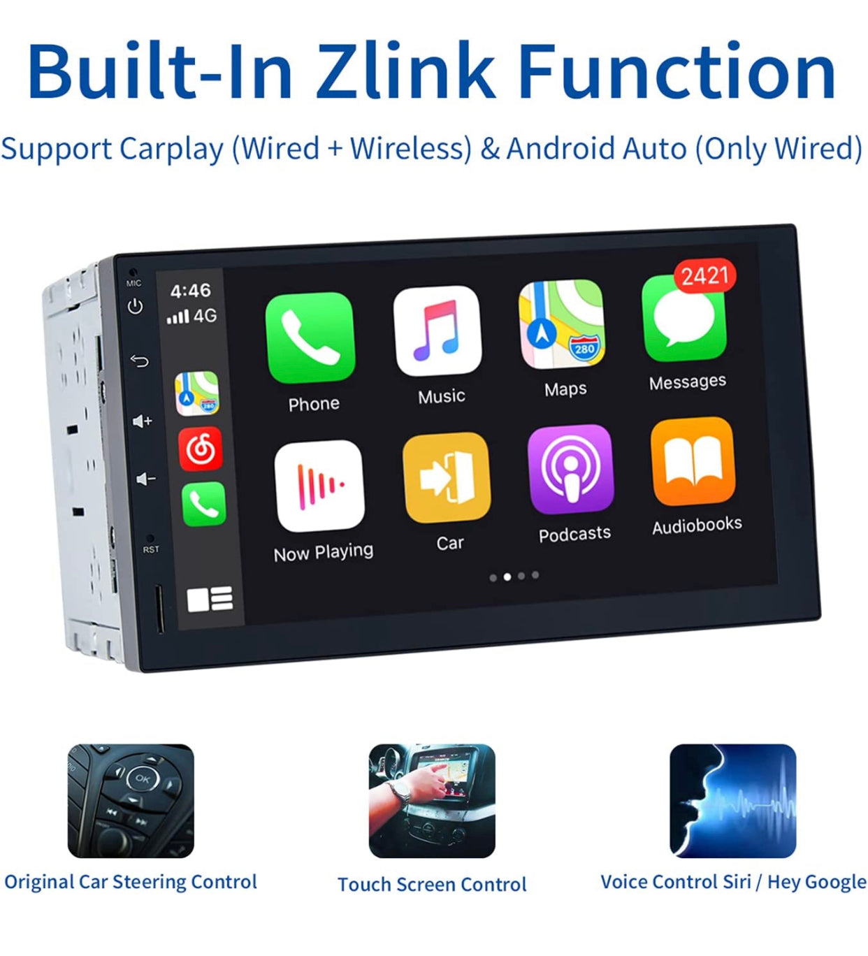 Dasaita Autoradio Double Din 7" Android 10.0 universel Bluetooth Radio DSP 4 G RAM 64 G ROM GPS WiFi CarPlay